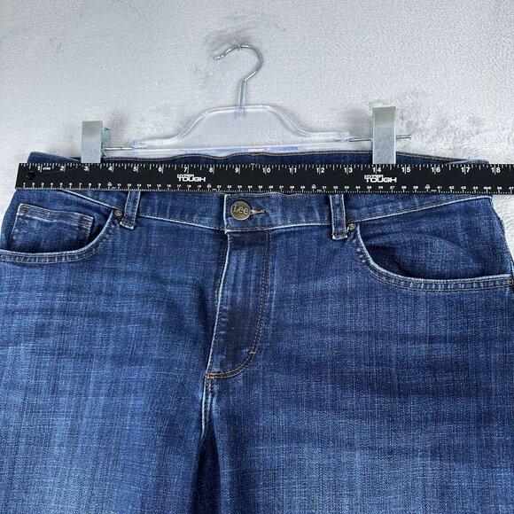 Lee Straight Leg Jeans Womens Size 16 Long Relaxed Fit Mid Rise Medium Wash Blue - Picture 7 of 12
